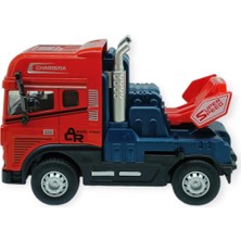 Aesco Metal Tır 1:24 - Sesli Işıklı Tır 13 cm - Kırmızı (Lisinya)