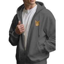 Muhtar Store Bengal Kedi Baskılı Fermuarlı Hoodie – Kadın Regular Fit