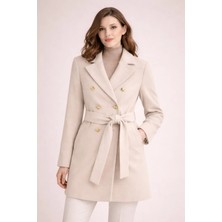 İnce Moda Giyim Zarif & Modern Kadın Kaşe Kaban (Kemerli / Kapüşonlu Model)