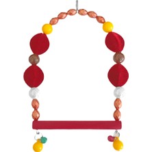 Aesco Tünekli Bordo Kadife Boncuklu Kuş Salıncağı 10-16 cm