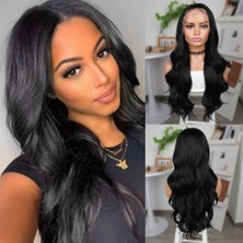 Aesco Siyah Fiber Sen Geniş Dalgalı Tül Peruk