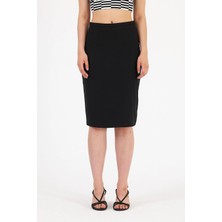 İhraç Pazarı Kadın Yırtmaçlı Kalem Etek Yüksek Bel Diz Altı Esnek Kumaş Şık Kalem Etek