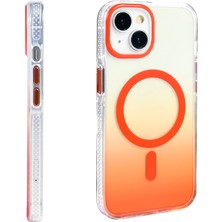 Paladyum Case iPhone 13 ve 14 Uyumlu Transparan Renk Geçişli Turuncu Toros Kapak