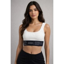 İnce Moda Giyim Yüksek Destekli Fit Ribana Crop Atlet (Haki & Beyaz)
