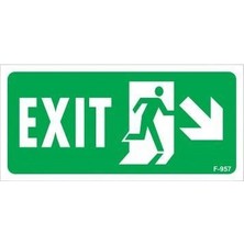 Aesco Exit Sağ Aşağı Uyarı Levhası 17,5X25 KOD:957