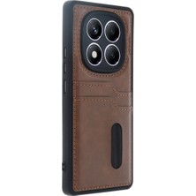 Magicool Redmi Note 14 Pro 4g Kılıf Sara Kartvizitli Deri Kılıf - Taba