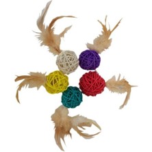 Aesco Kedi Oyuncağı Renkli Hasır Toplar 4*13 cm