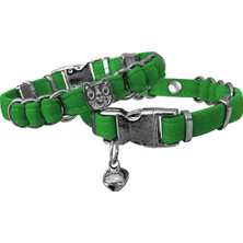 Aesco Kadife Kedi Boyun Tasması Kedi Kafalı 20-32 cm Yeşil