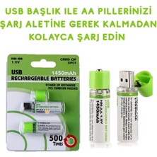 Aesco USB ile Şarj Olabilen 2 Li 1450 Mah Lityum Kalın Şarjlı Kalem Pil ( Lisinya )