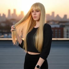 Aesco Fiber Sen Uzun Düz Kahküllü Peruk / Sarı