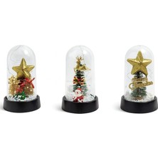 Aesco Yılbaşı Temalı Işıklı  Dekoratif Cam Fanus ALK5038 - Lisinya