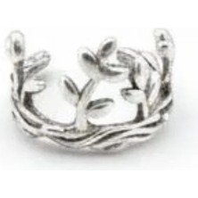 Jaida Moda Gümüş Renk Antik Yaprak Taç Sıkıştırma Deliksiz Kıkırdak Küpe