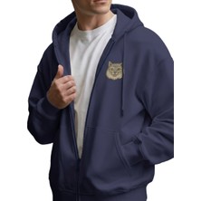 Muhtar Store Sibirya Kedisi Baskılı Fermuarlı Kapüşonlu Hoodie – Unisex Oversize