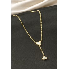 Bijuteri Net Oval Sedef Çelik Kolye