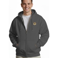 Muhtar Store Sibirya Kedisi Baskılı Fermuarlı Kapüşonlu Hoodie – Unisex Oversize