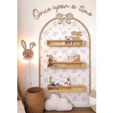 Meta Design Ahşap Meşe Renk Fiyonk Desenli Duvar Dekorasyonu - Çıtası ve ''once Upon A Time'' Yazısı