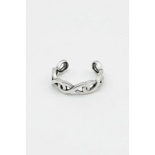 Jaida Moda Gümüş Renk Antik Sıkıştırma Deliksiz Kıkırdak Küpe – Orbital Ear Cuff