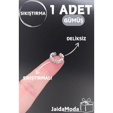 Jaida Moda Gümüş Zikzaklı Sıkıştırmalı Deliksiz Kıkırdak Küpe