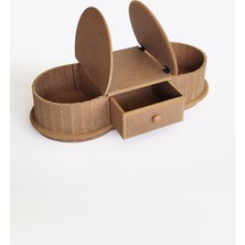 Yegane Concept Ham Mdf, Boyanabilir, Yanları Yuvarlak Kapaklı, Çekmeceli Dekoratif Kutu