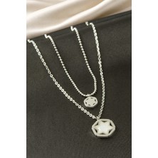 Bijuteri Net Yıldız Sedef Çelik Ikili Kolye