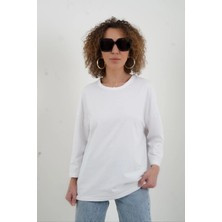Zelish My Sister Beyaz Bisiklet Yaka Truvakar Kol Tshirt