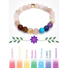 Herkimer Doğaltaş Orijinal Doğaltaş Pembe Kuvars 7 Çakra Bileklik