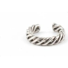 Jaida Moda Gümüş Renk Çizgili Sarmal Sıkıştırma Deliksiz Kıkırdak Küpe – Orbital Ear Cuff