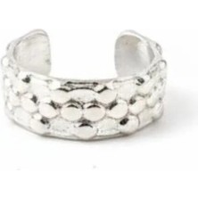 Jaida Moda Gümüş Renk Top Işlemeli Sıkıştırma Deliksiz Kıkırdak Küpe – Orbital Ear Cuff