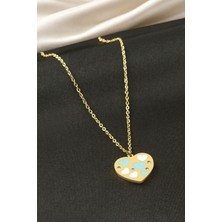 Bijuteri Net Kalp Mineli Çelik Kolye