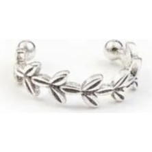 Jaida Moda Gümüş Renk Antik Yaprak Figürlü Sıkıştırma Deliksiz Kıkırdak Küpe – Orbital Ear Cuff