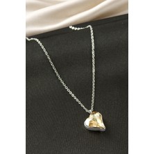 Bijuteri Net Kalp Taşlı Çelik Kolye