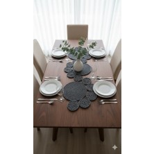 Sepet Pazarola Antrasit Polyester Makrome El Örmesi Runner 95*30 cm