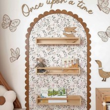 Meta Design Ahşap Dalga Desenli Meşe Renk Duvar Dekorasyonu - Çerçevesi ve ''once Upon A Time'' Yazısı