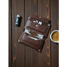 %100 Gerçek Deri El Yapımı Tütün Kesesi – Kahverengi