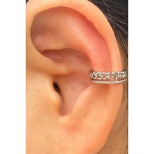 Jaida Moda Unisex Sıkıştırma Deliksiz Zincir Desenli Çelik Kıkırdak Küpe Ear Cuff