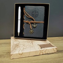 Uslucan Alışveriş Gri Defter ve Beyaz Kalem Kutulu Set
