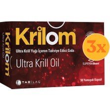 Krilom Ultra Krill Oil 30 Yumuşak Kapsül - 3 Adet (90 Kapsül) - Dezenfektan Hediyeli (%72 Alkol)
