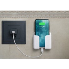 Shhobi Priz Yanı Telefon Tutucu Beyaz Telefon Şarj Tutucu Yapışkanlı Duvara Monte Telefon Tutucu 1 Adet