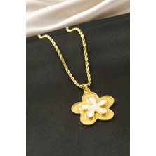 Bijuteri Net Çiçek Sedef Çelik Kolye