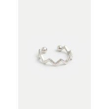 Jaida Moda Gümüş Renk Zikzak Tasarım Sıkıştırma Deliksiz Kıkırdak Küpe – Orbital Ear Cuff