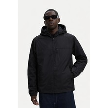 Damga Erkek Astarlı Trend Oversize Siyah Yağmurluk & Rüzgarlık