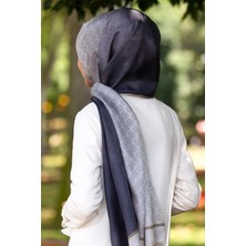 Vissona %100 Ipek Degradeli ve Monogram Desenli Gri - Gold Renkli 92X210 Şal