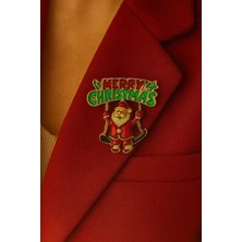 Jaida Moda Kadın Merry Christmas Yazılı Noel Baba Figürlü Yılbaşı Broş