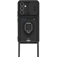 Eco Port Samsung Galaxy A15 4g Kılıf Zuma Kartvizitli Yüzüklü Silikon - Siyah