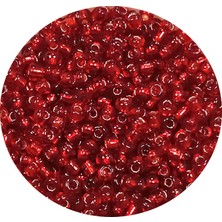 İsmiyle Al Dökme Cam Kum Boncuk (11/0) 2 mm - 60 Gram -  Şeffaf Koyu Kırmızı - BNC050