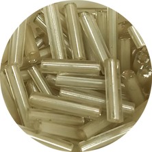 İsmiyle Al Uzun Boru Kesme Boncuk Çap 2mm Uzunluk 10 mm - 60 Gram - Şeffaf Bej - BNC276