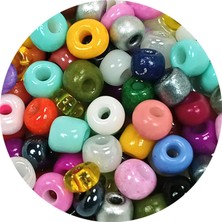 İsmiyle Al Dökme Cam Kum Boncuk Büyük Boy (6/0) 4 mm - 60 Gram - Karışık Renkli - BNC132