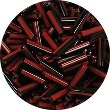 İsmiyle Al Uzun Boru Kesme Boncuk Çap 2mm Uzunluk 10 mm - 20 Gram - Kırmızı Siyah - BNC252