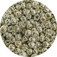 İsmiyle Al Dökme Cam Kum Boncuk (8/0) 3 mm - 20 Gram - Parlak Gümüş - BNC147