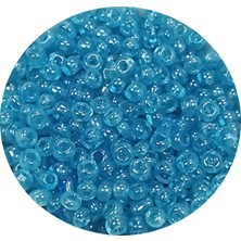 İsmiyle Al Dökme Cam Kum Boncuk (11/0) 2 mm - 60 Gram -  Şeffaf Koyu Camgöbeği - BNC061